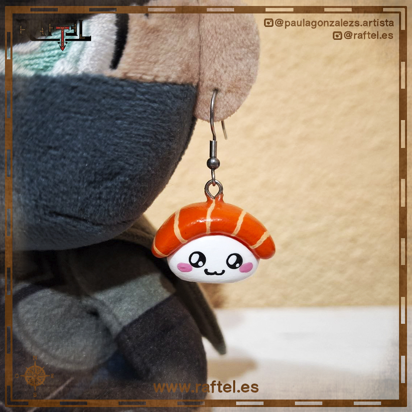 Pendientes Nigiri salmón L con carita