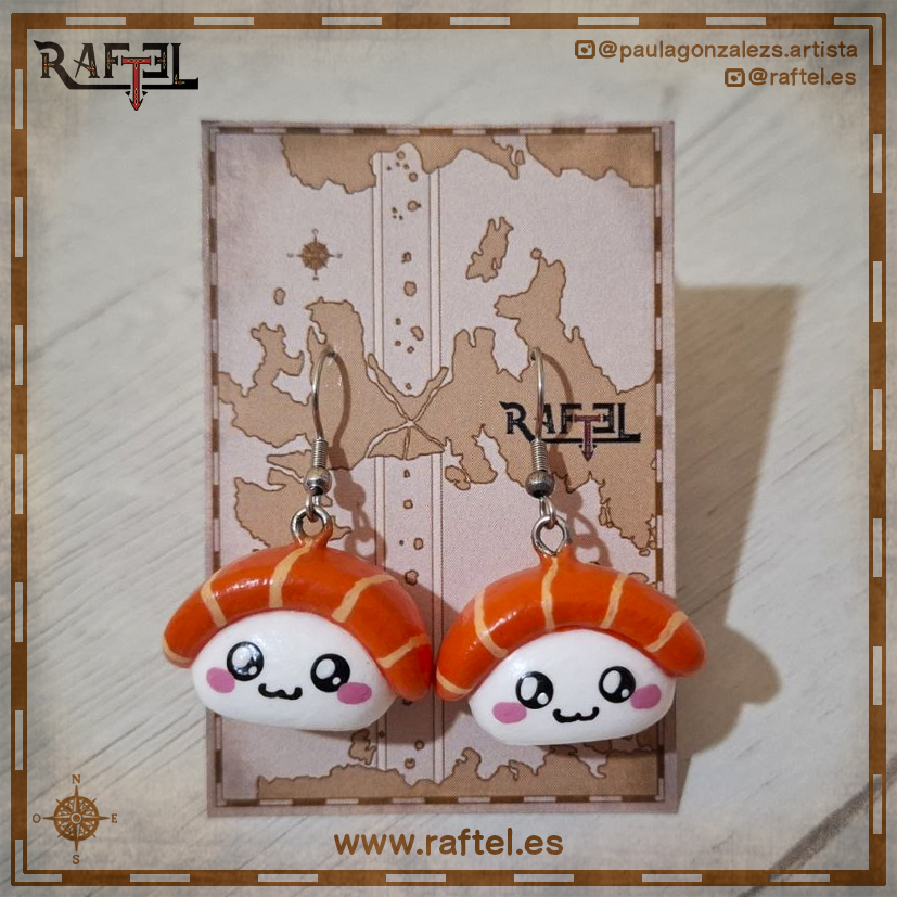 Pendientes Nigiri salmón L con carita