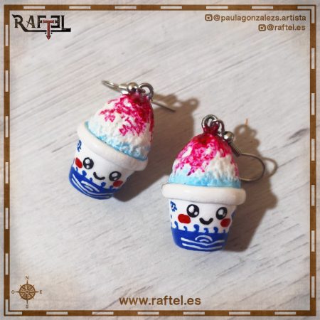 Pendientes Kakigori de fresa con carita