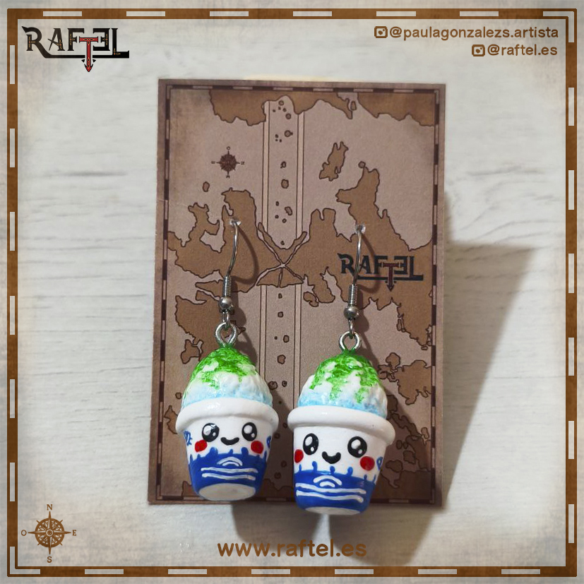 Pendientes Kakigori de melón con carita