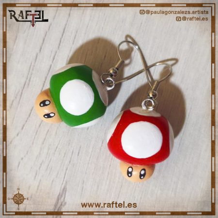Pendientes Champiñones rojo y verde