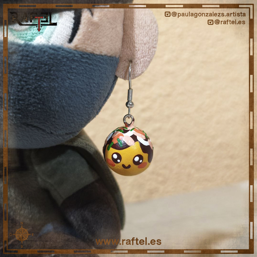 Pendientes Takoyaki L con carita