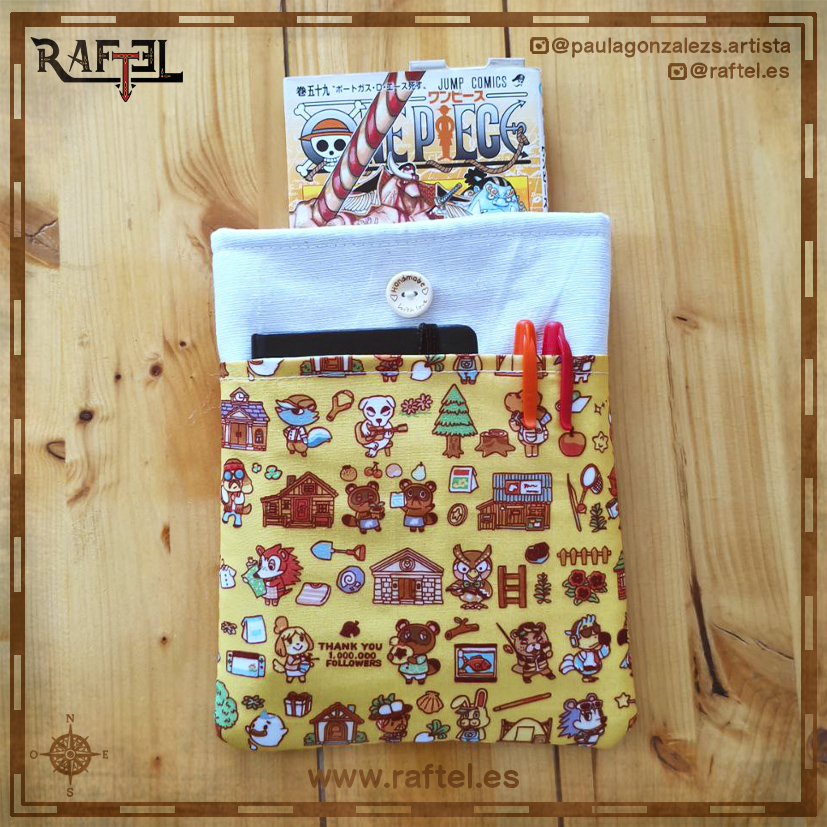 Funda de libro pequeña Animal crossing amarilla