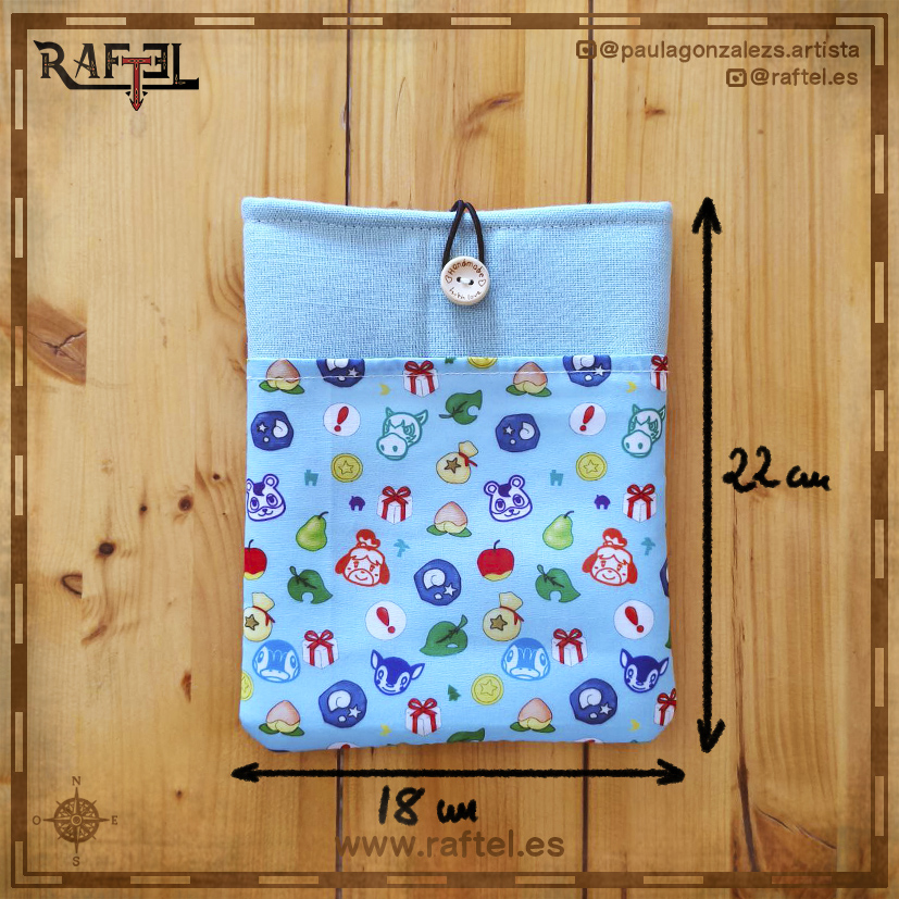 Funda de libro pequeña Animal crossing azul